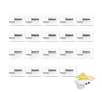 20 Pack White Square Self Adhesive Hangers net curtain hooks 28mm*19mm | No Drill Curtain Pole Brackets for Net Curtain Rod Sheer Voile Tension Rail End Support Fixer Wall Mounting Pegs