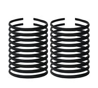 20 Pack Women Black Plain Blank Satin Cloth Fabric Covered Slim Thin Hard Black plastic Headband Base Hairband Elastic Hair Hoop Holder Clasp Tiara Crown Headpiece Accessories DIY