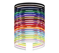 20 Pack Women Colorful Plain Blank Cloth Fabric Covered Slim Thin Hard Black Metal Headband Hairband Elastic Hair Hoop Holder Clasp Tiara Crown Headpiece Accessories DIY