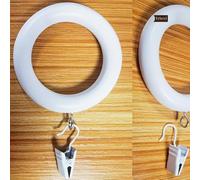 20 Pack Wooden Drapery Curtain Rod Rings with Clips 3 Inch Outer Diameter Farmhouse Beech Wood Carved Drapes Rings 1.8 Inch Interior Diameter for 1-1.5 Inch Curtain Rod Pole (white)