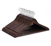 20 Pack Wooden Suit Hangers with Non-Slip Pant Bar, Extra Smooth & Splinter-Free, Retro Finish Coat Hangers for Clothes nization and Storage
