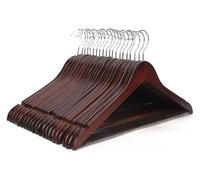 20 Pack Wooden Suit Hangers with Non-Slip Pant Bar - Extra Smooth Splinter-Free Retro Walnut Coat Hangers for Clothes Storage Premium Quality Durable & Elegant Design