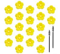 20-Pack Yellow Hummingbird Feeder Replacement Flowers with 2 Cleaning Brushes - UV-Resistant PP Artificial Blossoms for 0.3" Hole Feeders, Attract