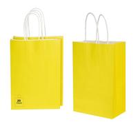 20 Pack Yellow Paper Party Gift Bags with Handles - Assorted Bright Colors for Birthdays, Weddings, Baby Showers, Hen Nights & More - Perfect for Kids and Adult Party Favors, Treats & Small Gifts!