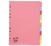 [20 Packs] A4 10 Part Hole Punched Card Index Organiser Dividers- Home Office School Use