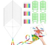 20 Packs DIY Blank Kites,Bulk Kite Making Kit Diamond Shaped Kite with 24 DIY Watercolor Pens, Easy to Fly Kites for Kids Ages 4+ 50 * 60cm PaperKite for Adults Beach Toys Outdoor Games Accessories