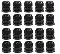 20 Packs M20 20mm IP68 Waterproof Black Cable Glands Cable Gland for 6mm to 12mm Cables Plastic Nylon Compression Glands with Locknut and Washer for Secure Cable Connections and Waterproof Sealing