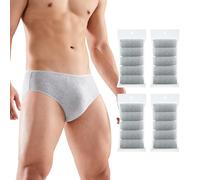 20 Packs Mens Cotton Disposable Underwear Panties Portable Briefs for Travel Fitness Hotel Spa Hospital Stays（grey,L）