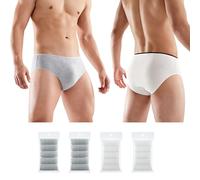 20 Packs Mens Cotton Disposable Underwear Panties Portable Briefs for Travel Fitness Hotel Spa Hospital Mid Waist, White/Grey, XXL