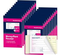 20 Packs Money and Rent Receipt Book, 3-11/32" x 5-5/8" Rent Receipt Books, 2 Part Carbonless for Small Business, Receipt Pad with Consecutive Numbering & Wraparound Cover, 40 Sets per Book