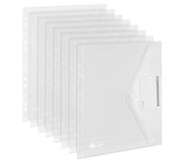 20 Packs Punched Pockets A4 Clear Plastic Wallets Binders Folders, Envelope Wallets with 11 Holes, Document Binder Pocket Pouches with Hook and Loop Closure, Label Pocket for School Office