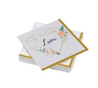 20 Padded Napkins 33 x 33 cm 3 Ply Golden Love