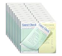[20 Pads, 50 Sheets/Pad] Double Part Guest Check Pads for Restaurants, Perforated 2 Part Green and White Carbonless Check Book for Bars, Cafes, and Restaurant Orders