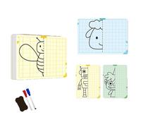 20 Page Children Grid Symmetrical Drawing Toy, Creativity Symmetric Drawing Cards Set, Fun Graph Training Grids Half Pattern for Focuses On Fine Motor Skills Writing Concentration Skill Toy