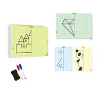 20 Page Children Grid Symmetrical Drawing Toy, Creativity Symmetric Drawing Cards Set, Fun Graph Training Grids Half Pattern for Focuses On Fine Motor Skills Writing Concentration Skill Toy