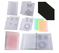20 Pages/1Set A5 Clear 6 Ring Storage Book Binder; Stamp & Cutting Dies Storage Book Organizer Folder with 10 Rubber Magnetic Sheets 0.5mm Stencil Organizer for Card Making Storage