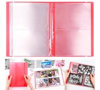 20 Pages / 80 Pockets Stamps and Dies Storage Album Book Organizer Folder, Plastic Large Sticker Photo Storage Album Bags for Cutting Dies Stencil Stamp Crafts DIY Scrapbooking 7x5.1inch/Pocket (Red)
