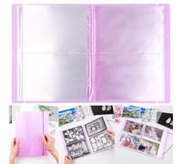 20 Pages / 80 Pockets Stamps and Dies Storage Album Book Organizer Folder Plastic Large Sticker Photo Storage Bags for Cutting Dies Stencil Stamp Crafts DIY Scrapbooking 7x5.1inch/Pocket (Purple)