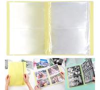 20 Pages / 80 Pockets Stamps and Dies Storage Album Book Organizer Folder Plastic Large Sticker Photo Storage Bags for Cutting Dies Stencil Stamp Crafts DIY Scrapbooking 7x5.1inch/Pocket (Yellow)