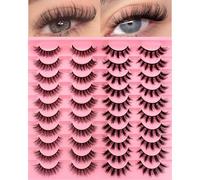 20 Pairs 2 Styles Mixed 3D Artificial Eyelashes Russian False Eyelashes Natural Look Curly Cat Eye Lashes D Curl False Eyelashes with Natural Wispy Volume Cat Eye Eyelashes (G38)