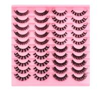 20 Pairs 4 Styles Mixed 3D Artificial Eyelashes Russian False Eyelashes Natural Look Curly Cat Eye Lashes D Curl False Eyelashes with Natural Wispy Volume Cat Eye Eyelashes (DY)