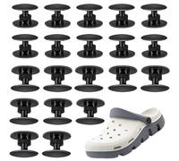 20 Pairs Black Croc Rivets, Replacement Croc Buttons for Beach Shoes Repair, 16mm&14mm (10 PairsEach) Plastic Push-in Screw Rivet, Strap Rivets
