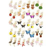 20 Pairs Clip on Earrings for Girls and Kids Non-Pierced Earrings for Little Girls with No Ear Holes Cute Fun Animal Butterfly Cat Clip-on Earrings Pack for Toddler, Gift for 4-12 Years Old