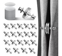 20 Pairs Curtain Magnets Closure with 20Pairs Self-Adhesive Patch, Magnetic Clips Prevent Light Leaking, Keep Curtain Closed for Home Bedroom Bathroom Office Draperies