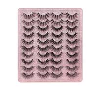 20 Pairs False Eyelashes 3D False Mink Eyelashes Natural Look Intelligent False Eyelashes 16-20 mm Fluffy Curly Long Thick Eyelashes Set 5 Mixed