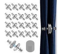 20 Pairs Magnetic Curtain Clips with 20Pairs Self-Adhesive Patches, No-Drill Curtain Magnet Closure Clips for Bedroom Bathroom Office Curtains, Strong Hold Shower Curtain Clips to Wall