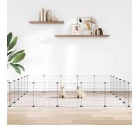 20-Panel Pet Cage, Black Powder-Coated Steel, 35x35 cm Panels, DIY Small Animal Enclosure for Ferrets, Rats, Chinchillas & Guinea Pigs