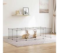 20-Panel Pet Cage with Door, Black Powder-Coated Steel, 35x35 cm Panels, Customizable Small Animal Enclosure for Ferrets, Rats, Chinchillas, and Sugar Gliders