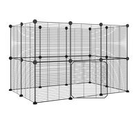 (20-panel with door, 1.5 cm) vidaXL Pet Cage Black Steel Rabbit Hutch Pet Cage 1.5 cm/4.3 cm Multi Models