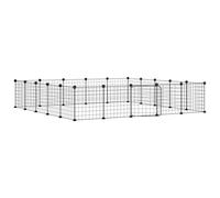 Pet Cage Black Powder-Coated Steel 20-Panel 35x35cm Panels DIY Playpen with Door