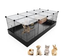 20 Panels Small Animal Playpen with Removable Top Cover & Waterproof Mat - Durable Metal Wire Yard Fence for Guinea Pigs, Rabbits, Kittens, Puppies, Hamsters - Indoor & Outdoor Pet Cage with Roof