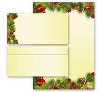 20-pc. Complete Set Christmas, Christmas Greetings 10 Sheets of Stationery Paper + 10 Matching envelopes DIN Long windowless