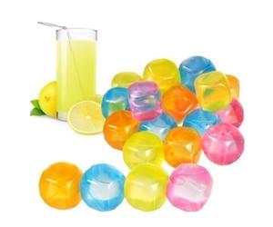 20 Pc Plastic Reusable Square Ice Cubes Multicolour