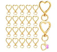 20 Pcs 1.57 x 1.02 Inches Heart Keychain Clip, Spring Snap Hooks