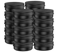 20 Pcs 1 Ounce Aluminum Tin Jars Containers Leak Proof Cosmetic Tin Jars Containers Round Screw Lids for Cosmetic, Salves, Balms, Lip Balm or Others, 30mL Black