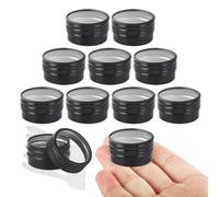 20 Pcs 10ml Black Round Aluminium Tin, LusDoly Aluminum Tins with Screw Lids Clear Window, Aluminum Tin Cans, Lip Balm Tins, Small Metal Tins Pots Container for Candle Salves Cream