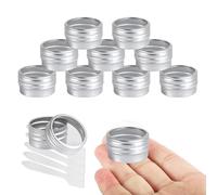 20 Pcs 10ml Silver Round Aluminium Tin, LusDoly Aluminum Tins with Screw Lids Clear Window, Aluminum Tin Cans, Lip Balm Tins, Small Metal Tins Pots Container for Candle Salves Cream