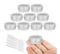 20 Pcs 15ml Silver Round Aluminium Tin, LusDoly Aluminum Tins with Screw Lids Clear Window, Aluminum Tin Cans, Lip Balm Tins, Small Metal Tins Pots Container for Candle Salves Cream