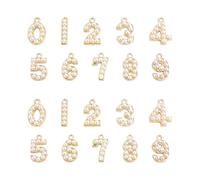20 Pcs 17mm Pearl Number Pendant Charms Golden Number Bracelet Charms Small Craft Metal Numbers Necklace Charm Pendants Jewelry Making Charms Beads for DIY