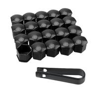 20 Pcs 17mm Wheel Nut Covers with Removal Tool,Universal Plastic Hexagonal Tire Nut Covers,For Most Car Models,Dustproof and Rustproof Wheel Nuts Protectors,Not Fit with Locking Wheels Nuts (Black)