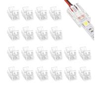 20 Pcs 2 Pin 8mm COB LED Strip Light Connectors, Gapless Solderless Connectors, Unwired Solderless Connectors, Wire Quick Connectors Adapter, Quick Wire Extension Kit for Waterproof COB/SMD LED Strips