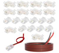 20 PCS 2 Pin COB LED Strip L Shape Connectors - 16.4ft Extension Cable 5m Wire Connectors Adapter for Waterproof LED Strip Lights Width 8mm - Efficient and Stable Connection for Wat (10mm)