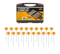 20 Pcs 23Cm Heavy Duty Metal Tent Pegs Hooks Carry Case Camping Awning Anchors
