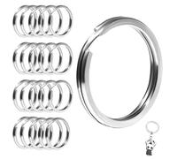 20 Pcs 32mm Stainless Steel Split Key Rings, Durable Flat Round Keychains Hoops for Keys, DIY Craft Jewellery, Lanyards, Dog Tags & Accessories, Rust-Proof, Easy to Open and Close