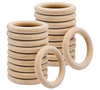 20 Pcs 48mm Inner Diameter Unfinished Wood Rings, Natural Wooden Loops Rings Pendant Connectors for DIY Arts and Crafts