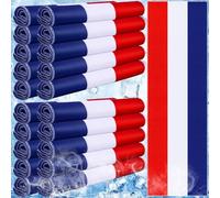20 Pcs 4th of July Cooling Towel Bulk for Neck and Face 40 x 12 Inch Double Layer Microfiber Soft Breathable Sports Red White Blue Towels for Patriotic Independence Day Decor, Moisture Wicking Cold